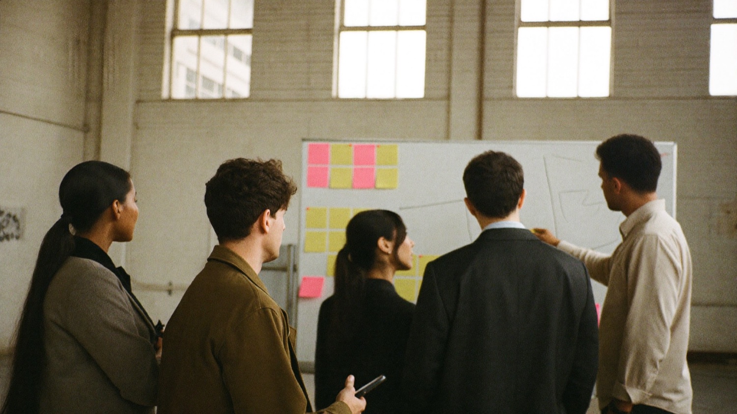A leadership team working together in a session